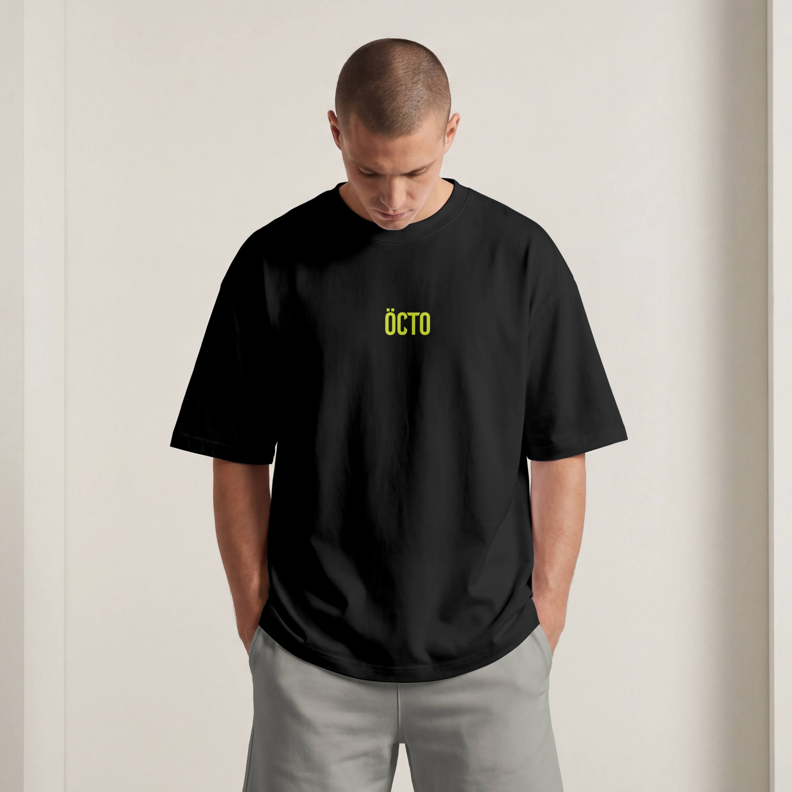 Black Tee — Front on model